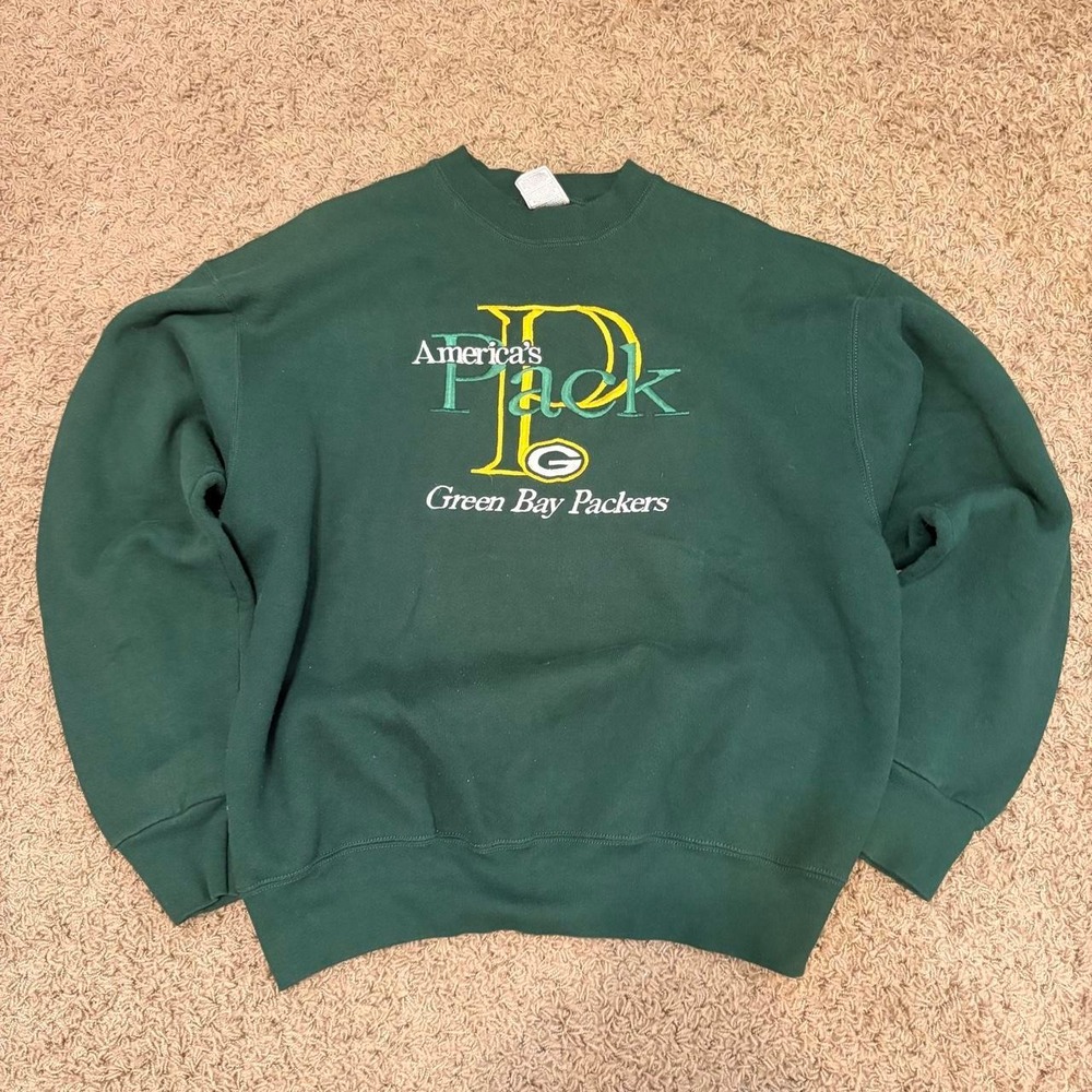 Vintage Fruit of the Loom Green Bay Packers Americas Pack Sweatshirt XL Green